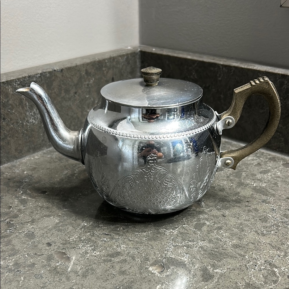Vintage Elegant Silver Teapot with Handle Made in England